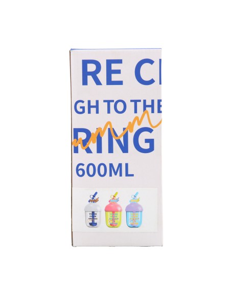 Gourde en Plastique avec Paille et Couvercle Violet (600 Ml)