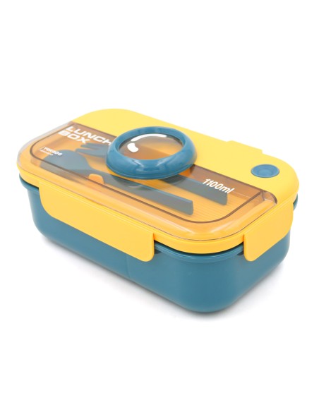 Lunch Box Rectangulaire avec Couvercle en Forme d'Appareil Photo - Bleu