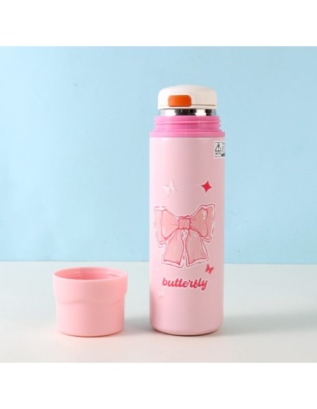 Gourde Isotherme avec Verre Incorporé - Rose