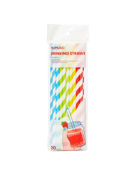 Pailles Multicolores en Papier Biodégradables - Lot de 20