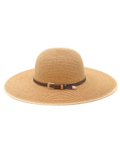 Chapeau de Paille à Large Bord avec Lanière en Cuir (Marron)