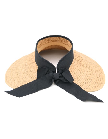 Chapeau à Large Bord avec Visière et Nœud Papillon - Marron