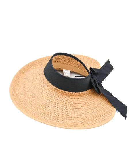 Chapeau à Large Bord avec Visière et Nœud Papillon - Marron