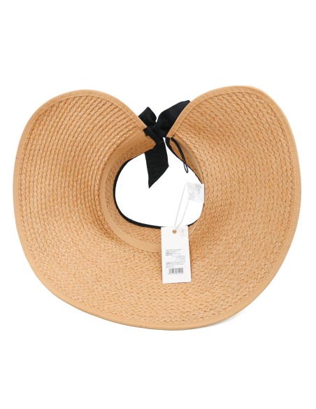 Chapeau à Large Bord avec Visière et Nœud Papillon - Marron