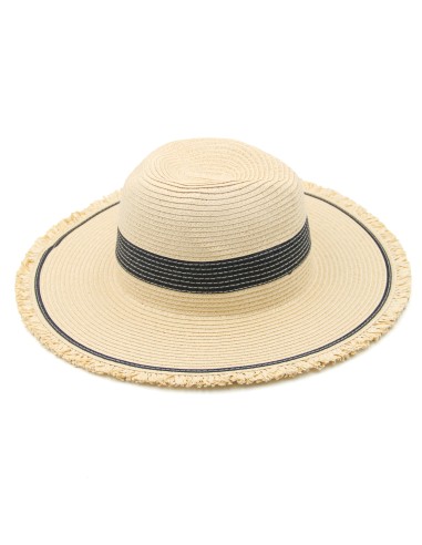 Chapeau de Paille avec Bords Frangés - Beige