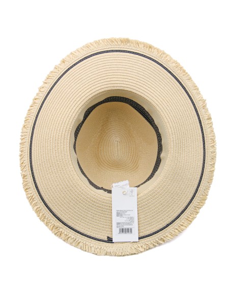 Chapeau de Paille avec Bords Frangés - Beige