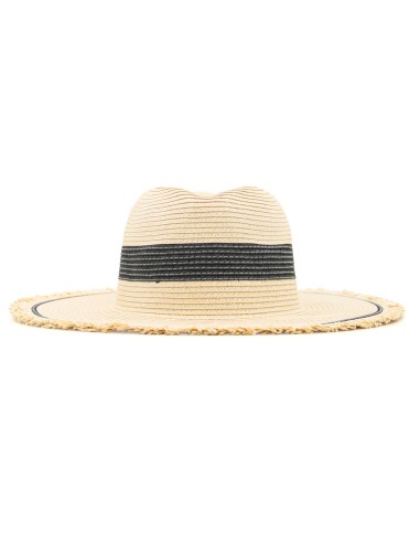 Chapeau de Paille avec Bords Frangés - Beige