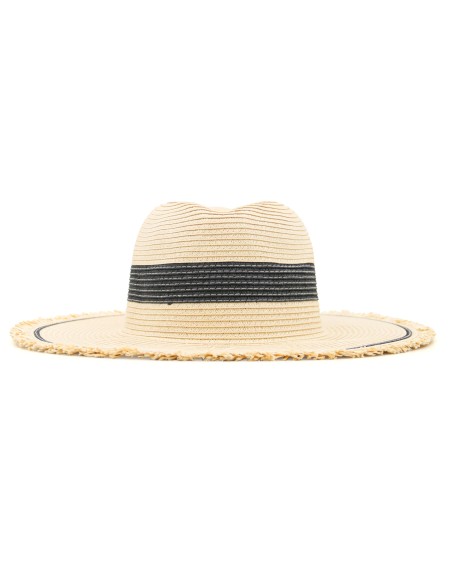Chapeau de Paille avec Bords Frangés - Beige