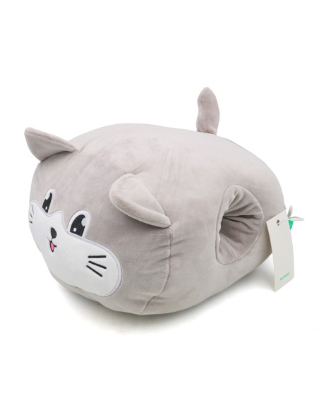 Coussin Chauffe-Mains Peluche Chat Gris