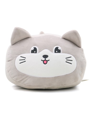 Coussin Chauffe-Mains Peluche Chat Gris