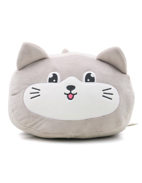 Coussin Chauffe-Mains Peluche Chat Gris