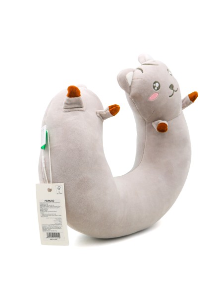 Oreiller de Voyage en Forme de U Chat Gris