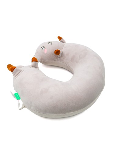 Oreiller de Voyage en Forme de U Chat Gris