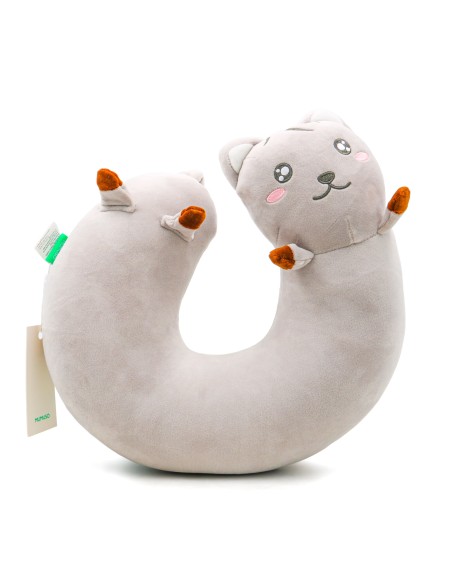 Oreiller de Voyage en Forme de U Chat Gris