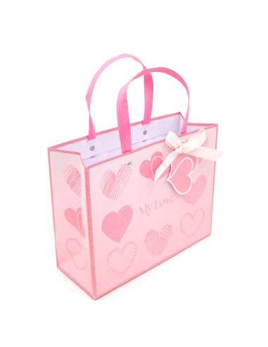 Sachet Cadeau Rectangulaire Cœur Rouge - Format S