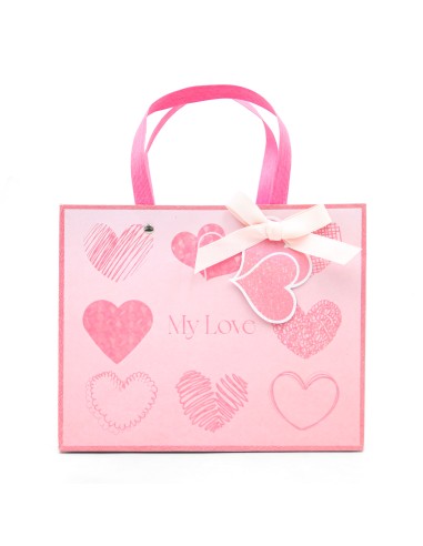 Sachet Cadeau Rectangulaire Cœur Rouge - Format S