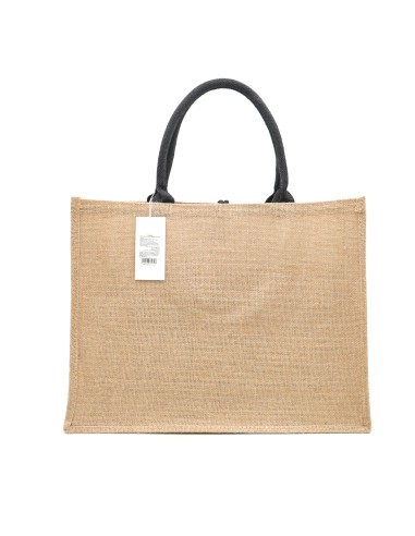 Sac Cabas Totebag en Jute avec Poche Frontale - L