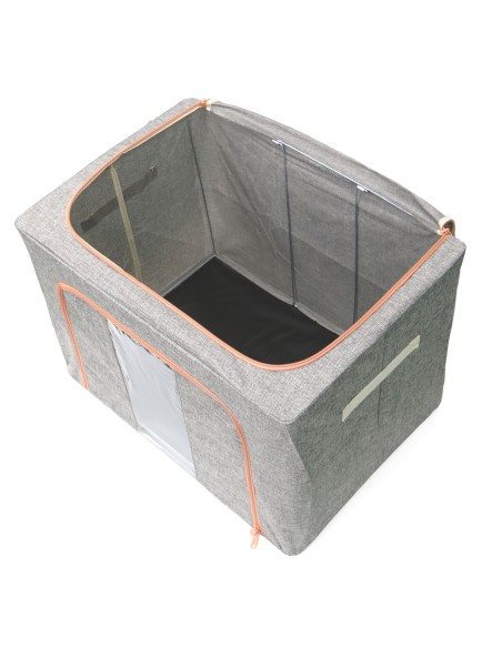 Boîte de Rangement avec Fenêtre Transparente  - Gris 100L
