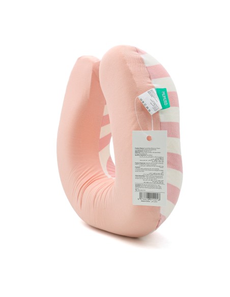 Oreiller de Voyage Cervical en Mousse à Mémoire de Forme Rayé Rose et Blanc
