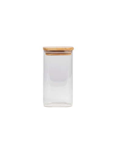Bocal en Verre Carré avec Couvercle Bambou –...