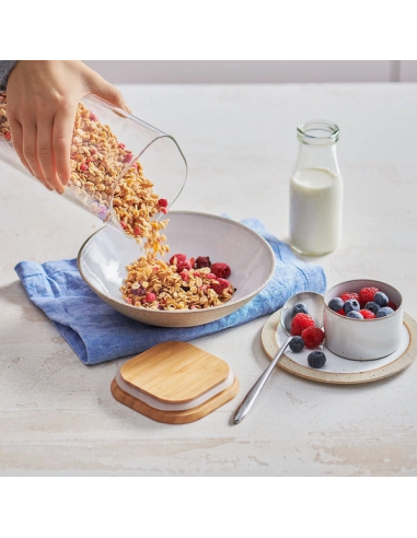 Bocal en Verre Carré avec Couvercle Bambou –...