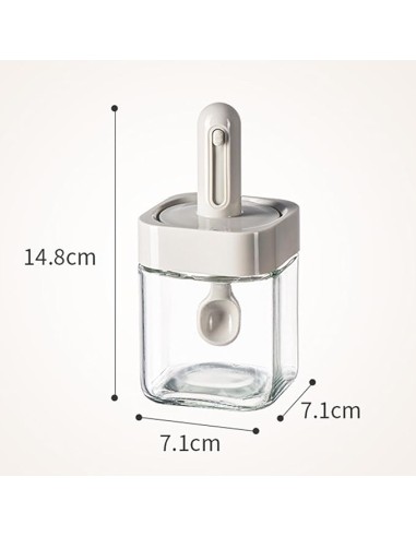 Pot à Épices Carré avec Cuillère Rétractable